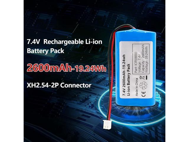 7.4V 2600mah-19.24Wh Rechargeable Li-ion Battery Pack, Replacement Batteries with XH2.54-2P Connector, for DIY Electronics Products, Toys,...