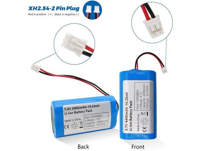 7.4V 2600mah-19.24Wh Rechargeable Li-ion Battery Pack, Replacement Batteries with XH2.54-2P Connector, for DIY Electronics Products, Toys,...