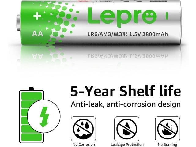 Lepro AA Batteries 24 Pack (Reclosable Packaging) - 1.5V Alkaline Double A Batteries with 2800mAh Max Long-Lasting Power, Leak-Proof &...