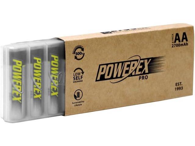 Powerex PRO High Capacity Rechargeable AA NiMH Batteries (1.2V, 2700mAh) - 8-Pack
