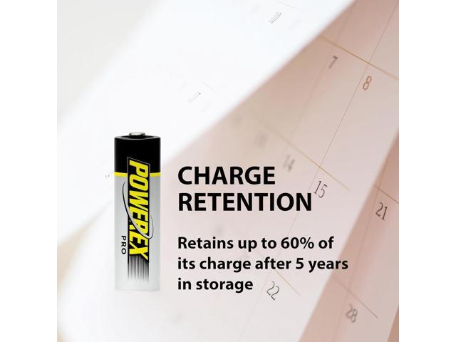 Powerex PRO High Capacity Rechargeable AA NiMH Batteries (1.2V, 2700mAh) - 8-Pack