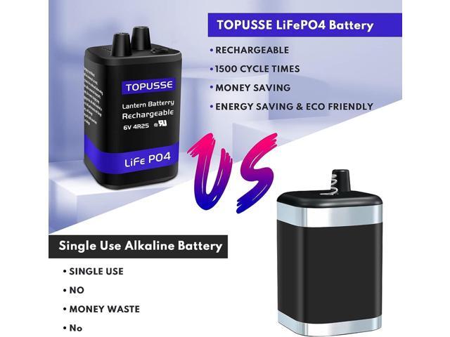 Rechargeable 6 Volt 4.5AH LiFePO4 Lantern Battery with Charger 1500+ Cycles, 6V Batteries Battery with BMS (Spring Terminals) 2 Pack