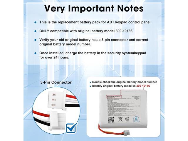 rapthor 7950mAh Replacement Battery 300-10186 for ADT Command Smart Security Panel 3.6V / 3.7V / 4.2V 29.42Wh