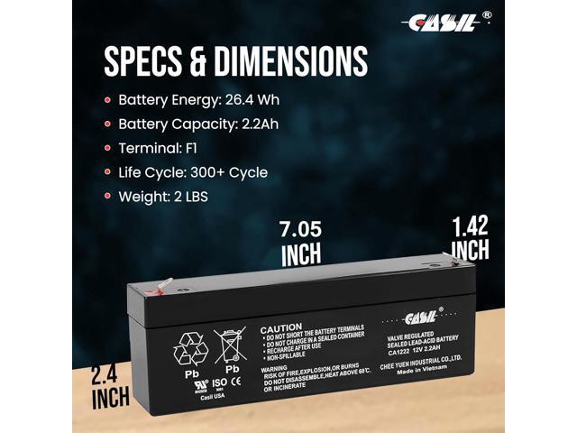 Casil CA1223 12V 2.3AH Compatible with DR Trimmer,DSC Alexor, 12V 2.2 AH Rechargeable AGM SLA Battery Replace NP2.3 12 12Volt 2.3AH