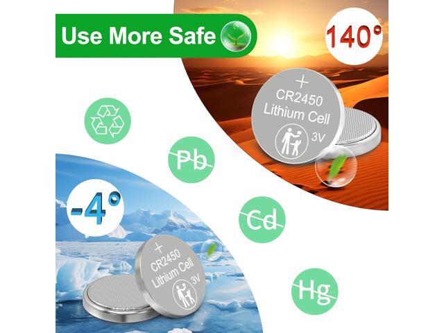 CR2450 3V Lithium Coin Cell Battery 100 Pack, Button Battery CR2450 Batteries for Flameless Candles