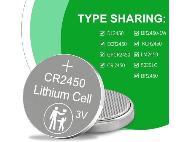 CR2450 3V Lithium Coin Cell Battery 100 Pack, Button Battery CR2450 Batteries for Flameless Candles