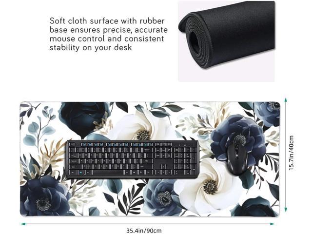35.4 x 15.7 in, XXL Large Mouse Pad for Desk, Extended Keyboard Mouse Mat for Computer Office, Big Laptop Mouse pad, Gaming Pc-Boho Navy Blue Peony...