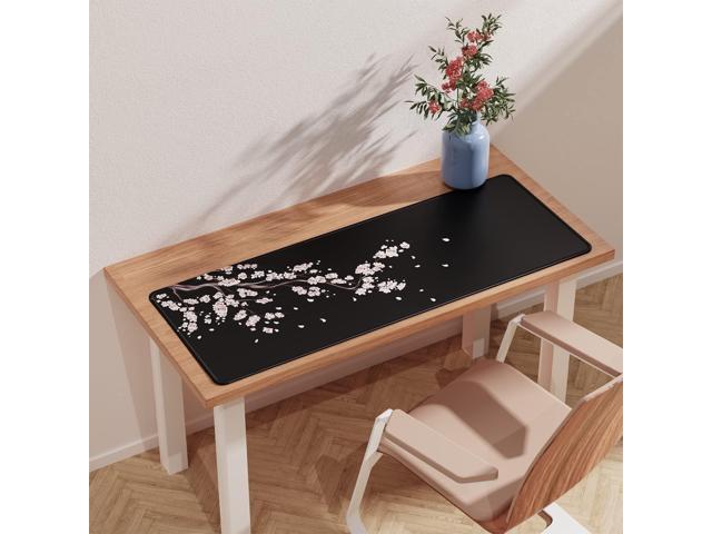 ETZ Japanese Plum Blossoms Black Mouse Pad (31.5 × 11.8 × 0.12 inch) Extended Large Mouse Mat Desk Pad, Stitched Edges Mousepad,Non-Slip Rubber...