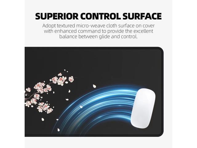ETZ Japanese Plum Blossoms Black Mouse Pad (31.5 × 11.8 × 0.12 inch) Extended Large Mouse Mat Desk Pad, Stitched Edges Mousepad,Non-Slip Rubber...