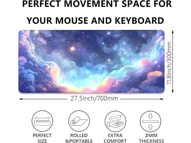 Stars Sky Dark Blue Cosmos Mouse Pad Desk Mat,Large Extended Gaming Mouse Pad with Stitched Edges,Non-Slip Waterproof Rubber Base for...