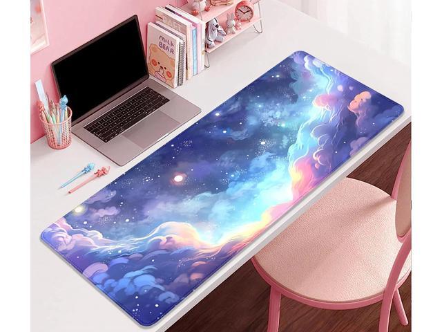 Stars Sky Dark Blue Cosmos Mouse Pad Desk Mat,Large Extended Gaming Mouse Pad with Stitched Edges,Non-Slip Waterproof Rubber Base for...