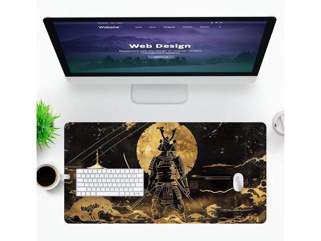 VNDL Large Japanese Black and Gold Gaming Mouse Pad, Sea Waves, Premium Non-Slip Anime Desk Pad for Office, Extended XL XXL Mouse Mat and Laptop...