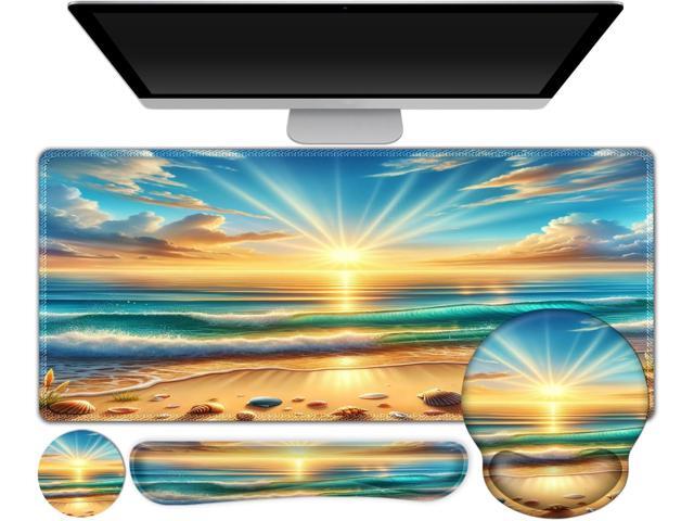 Gaming Mouse Pad, Large Desk Mat, Cute Desk Pad Protector, 4in1 XXL Mousepad + Keyboard Wrist Rest+Mouse Wrist Rest+Coaster Set with Ergonomic Desk...