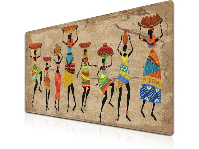 Large Mousepad African Woman Office Decor Gaming Mousepads Computer Desk Mat Mat Mouse Pad Waterproof Non-Slip Rubber Base 35.4 X 15.7 for Game...