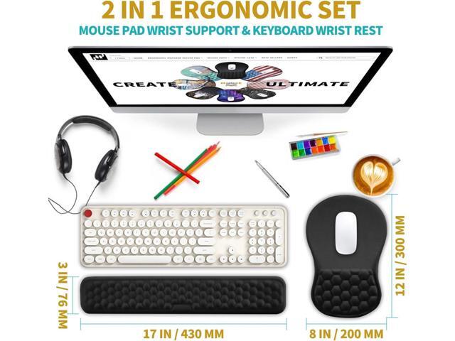 Hokafenle 2 in 1 Ergonomic Mouse Pad Wrist Support & Wrist Rest for Computer Keyboard Set, with Relieve Carpal Tunnel Pain Massage Bulge and Full...