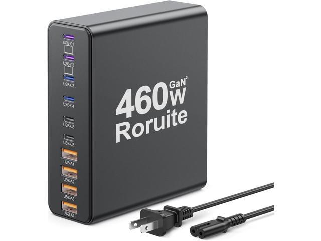 460W USB C Charger Block, 10-Port Charging Station GaN Fast Charger Block Type C & USB A Wall Charger, Dual 65W Laptop Multiport for iPhone 17,...