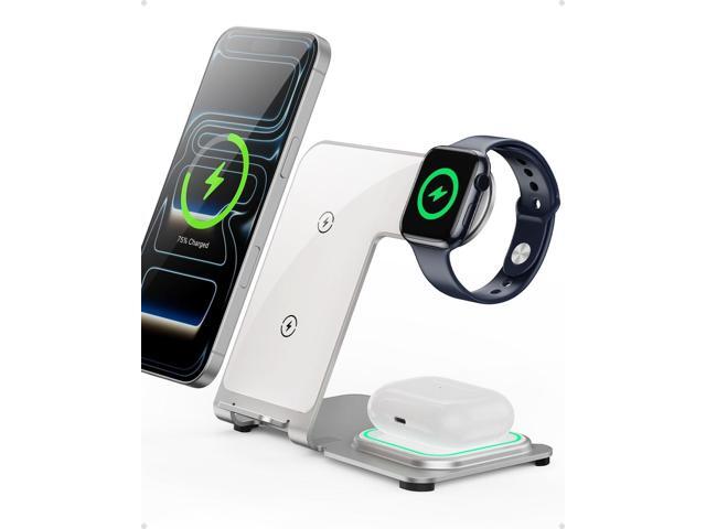 Intoval 3 in 1 Wireless Charger for iPhone 17/16/15/14/13/12,Wireless Charging Station for Apple Devices, Aluminum Charging Stand for iWatch 11 10...