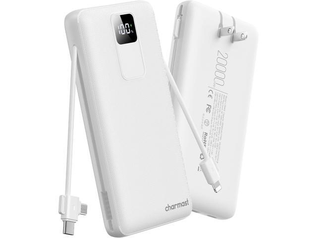 charmast 20000mAh Portable Charger with Built-in Cables & Wall Plug, 20W USB C Power Bank, Fast Charging Battery Pack Travel Essentials Compatible...