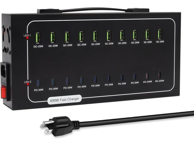 690W USB Charging Station, 20 Port (10 PD+10 QC) USB C Charger Block, Fast Charging Station for Multiple Devices with Smart Power Delivery for...
