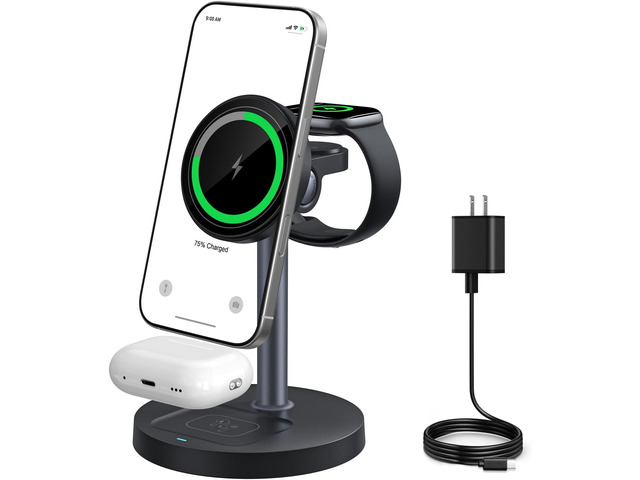 3 in 1 Wireless Charging Station for Apple Magsafe Charger Stand,15W Fast Magnetic Charging Station for iPhone 17 Air 16 15 14 13 12 11 Series,...