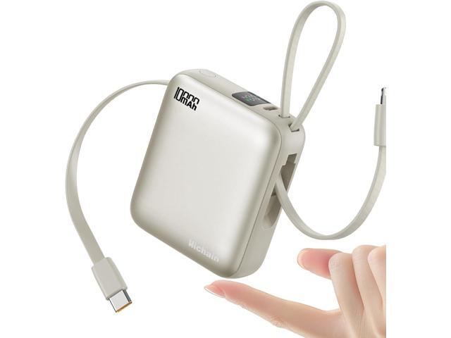 Hichain Small Portable Charger with Built in Cables LED Display, Mini Power Bank 10000mAh 22.5W USB-C Fast Charging Battery Pack, Travel Essential...