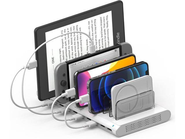 Unitek Charging Station for Multiple Devices, 10-Port USB Charger with SmartIC Technology and Adjustable Dividers, Organizer Stand Compatible with...