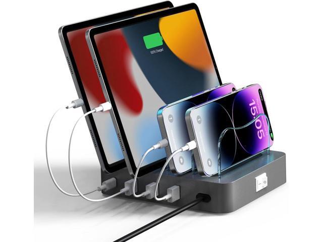 Charging Station for Multiple Devices - 4-Port 20W PD USB-C Charger for iPhone iPad Smartphones Tablets,Universal Compatibility, Detachable Baffle...