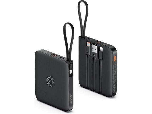 VRURC Portable Charger with Built-in Cable, 10000mAh 22.5W Fast Charging USB C Battery Pack, Cell Phone Power Bank for iPhone 17 16 15 Samsung...