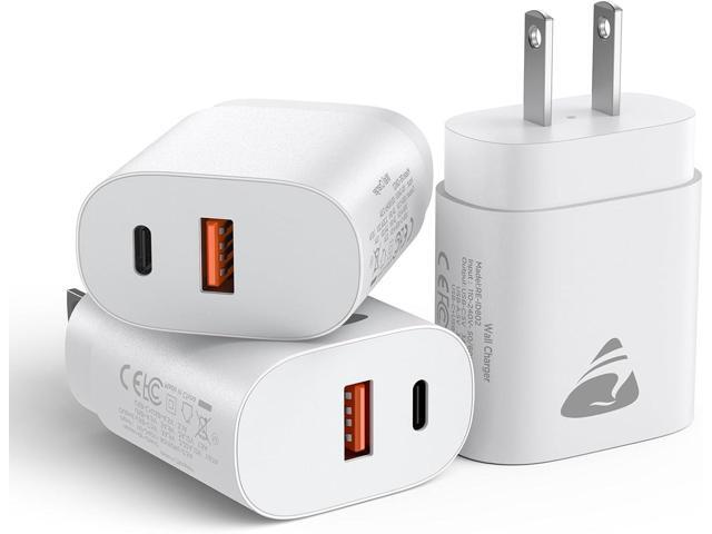 [3 Pack] USB C Charger Block Fast Charging Multiport Wall Charger, Dual Port PD Power Adapter Fast Type C Charging Block Cube Compatible with...