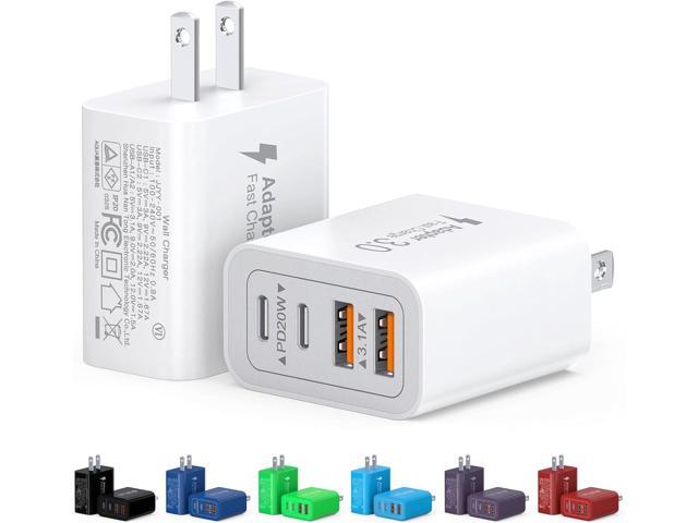 40W USB C Charger Block, 2-Pack 4-Port Type C Fast Charging Brick Dual PD & QC Wall Plug Adapter Compatible for iPhone13/14/15/16/17 Pro/Pro...