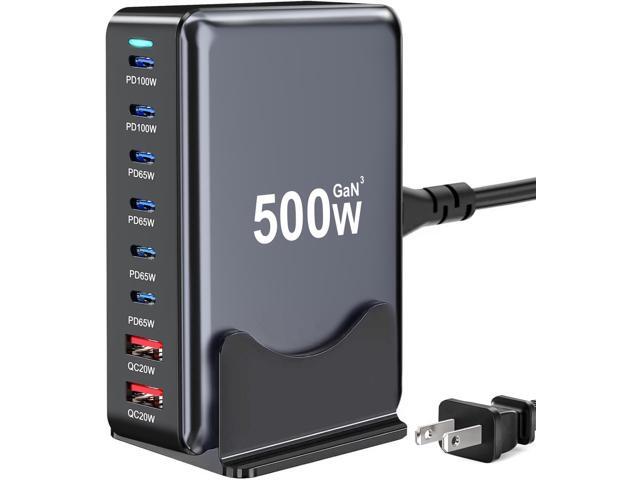 500W USB C Charger Block, 8-Port Fast USB Charging Station Dual PD 100W GaN Pro Charging Station For Multiple Devices, Laptop Charger Adapter...