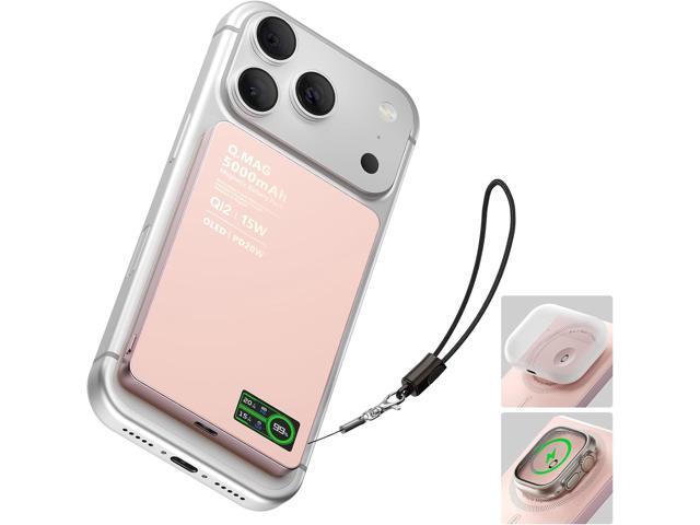 Magnetic Power Bank with iWatch Charger, Ultra-Slim 5000mAh Qi2 15W Wireless Mag-Safe Battery Pack with LCD Display, PD 20W Fast Portable Charger...