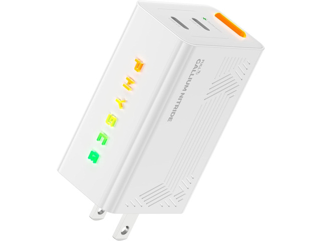 67W Super Fast Charger, RGB Eco 2-Port Type C Charger Compact Foldable Power Adapter for iPhone 17/16 Series, MacBook, Galaxy, iPad Pro, Apple...