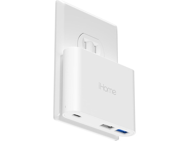 iHome 32W AC Pro Multi Port USB Wall Charger Block - Charging Station for Multiple Devices with 3 Ports (1 USB-C, 2 USB-A) - Fast Charging,...
