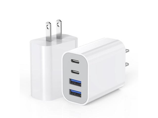 USB Fast Charging Block, 4-Port 40W Charge Adapter for iPhone Dual USB C Charger, Multiport Type C Fast Charger for iPhone 17/17 Air/16e/16 Pro/16...