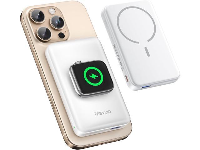 Mavulo 2 in 1 Wireless Portable Charger for iPhone and Apple Watch 12000mAh Magnetic Power Bank 20W USB C Fast Charging for iPhone 16 15 14 13 12...