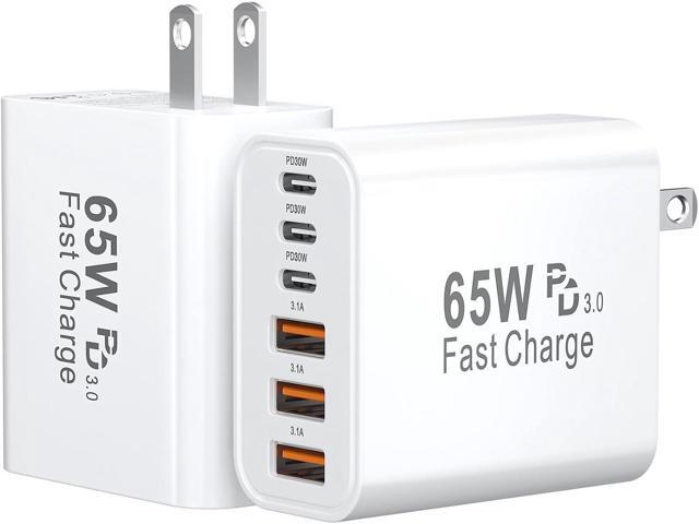 USB C Fast Charger Block, 65W GaN 6 Port USB C Wall Charger 30W Type C Charging Blocks, 3USB C+3USB A PPS/PD 3.0 Multiport Charging Cube for iPhone...