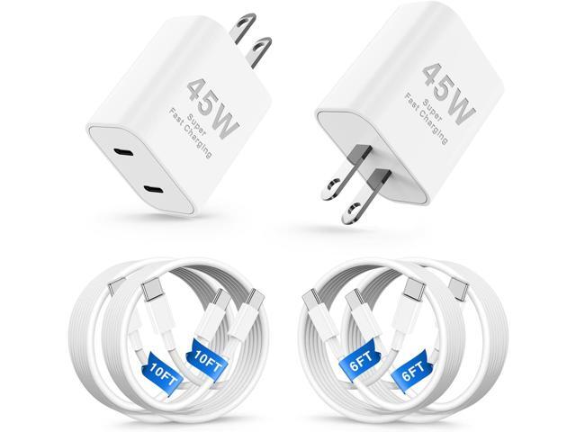 45W USB C iPhone 17 16 15 Fast Charger Block and 2x6ft/2x10ft Type C to C Cable Cord Long,Wall Charging Plug Adapter Cube Brick for Apple iPhone 17...