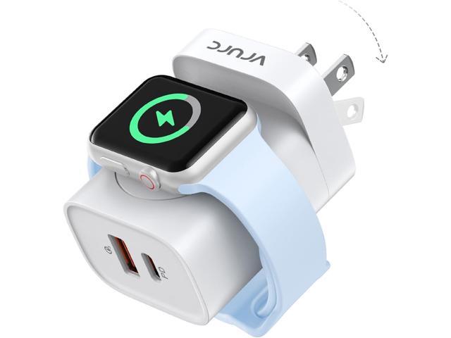 VRURC for Apple Watch Charger, Wireless Magnetic Portable iWatch Charger, PD 20W 3-in-1 Travel Essentials Fast Charging Block for iWatch...