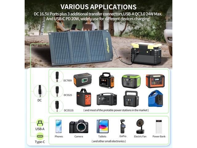 Greenmagic 40 Watt Portable Solar Battery Charger Ideal for Power Battery, Power Station, Smartwatches, Phones, Powerbank, Tablets, Laptops,...