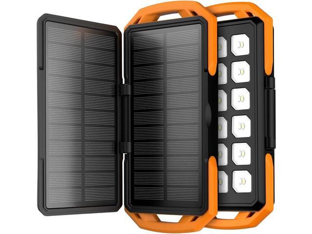 ToughTested Dual 10,000 mAh Solar Power Portable Charger Battery Pack Power Bank IP65 Waterproof and 18 LED Flashlight