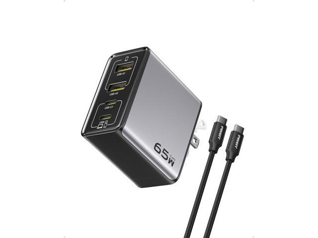 PISEN 65W USB C Charger - 4-Port GaN Fast Charging Block Type C Charger Fast Charging Wall Plugs with 4FT C to C Cable for MacBook Pro/Air, iPhone...