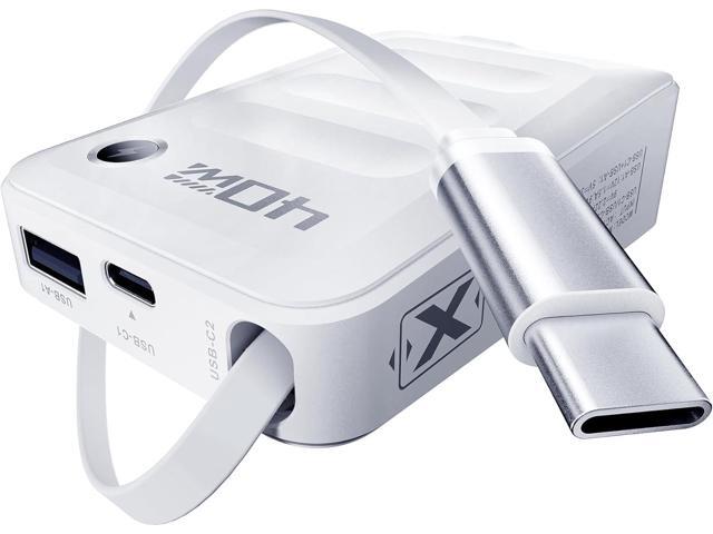 Retractable USB C Charger Block,40W PD Fast Charging Blocks with Retractable Type C Cable and Dual Port Travel Charger,USB Chargers with Foldable...