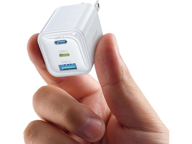 JOYROOM iPhone Charger Fast Charging, 3 Port 30W GaN USB C Charger Block, Portable Compact Type C Charging Block with Foldable Plug for...