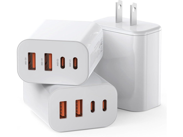 USB C Charger Block,40W USB C Charger Cube,3 Pack Type C Chargers Block,Fast Charging Plug Dual Port PD+QC Charging Cube for iPhone 16 15 14 13 12...