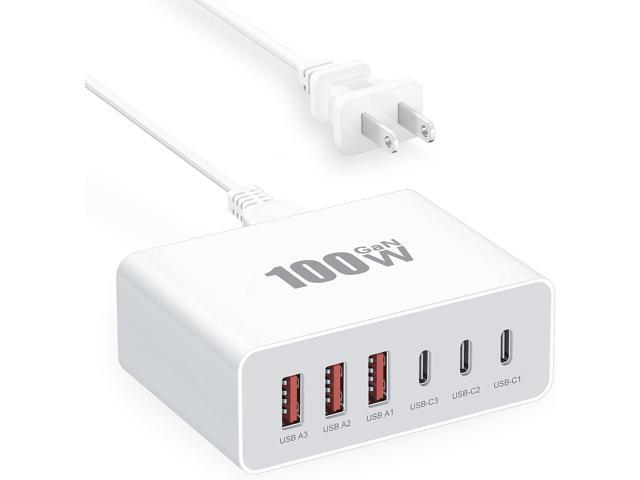 USB C Charger Block, 100W GaN Fast Charging Blocks USBC Charger 6 Port Charging Station Hub Brick Cube, USB-C Wall Charger Type C Adapter Plug for...