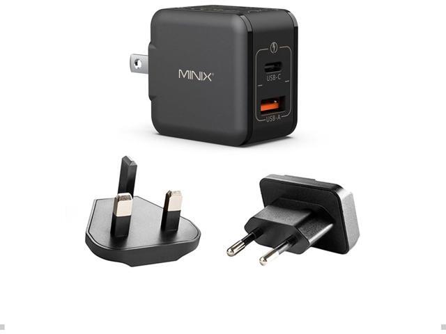 MINIX P1 Mini 30W USB C Charger, 33W PPS 2-Port GaN Charger 1 USB-C Port, 1 USB-A Port with Foldable Plug, Compatible with iPhone 8-15/16 Series,...