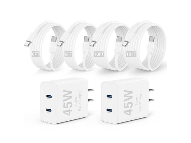 45W Dual Port iPhone 17 16 15 Charger Fast Charging and 6ft 10ft Type C to C Cable Cord Long, USB C Wall Block Plug for Apple iPhone 17 Pro Max/17...
