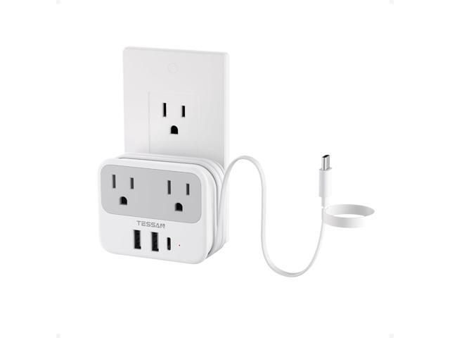 TESSAN USB C Charger Block, Multi Plug Wall Outlet Extender with USB C Cable, Wall Surge Protector with 2 AC Outlets, Multiple Plug Adapter for...