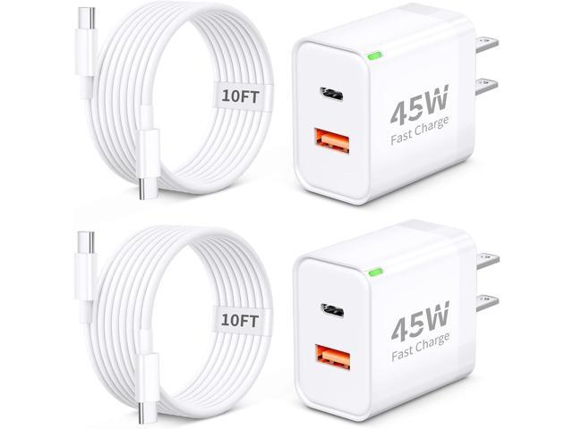 45W iPhone 17 Fast Charger, 2 Pack 45W 2-Port Type C Wall Charger Block with 10FT Long USB-C to C Cable Fast Charging for iPhone 17/17 Pro/17 Pro...